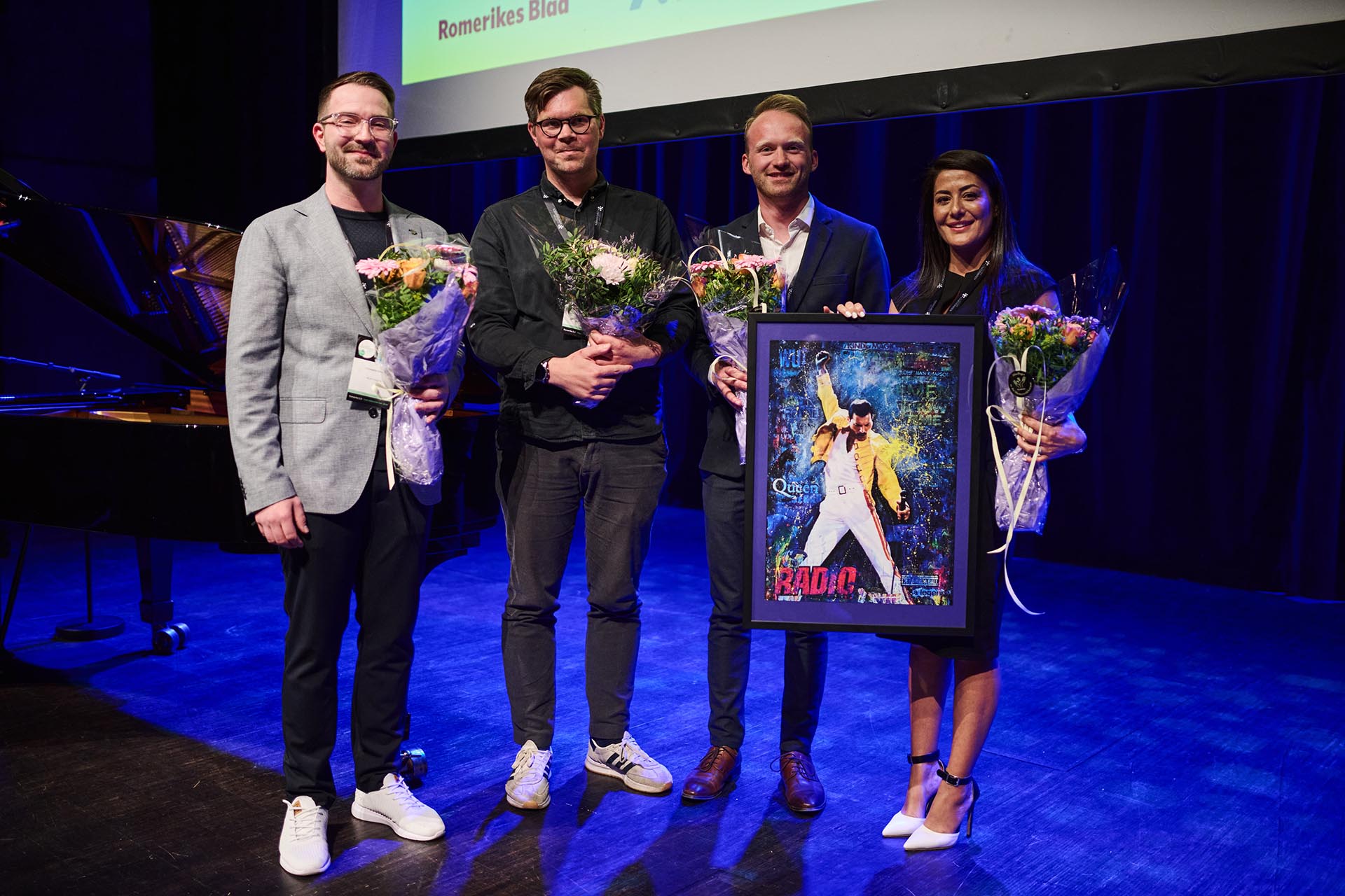 De fire finalistene i kåringen av Romerikes unge leder. Vinner ble Rajan Jaffary i Toyota Romerike.